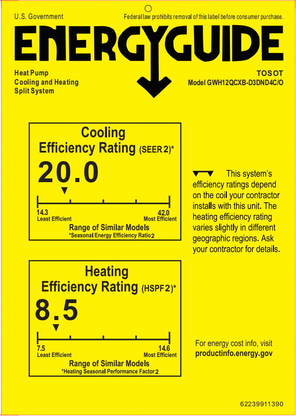 12,000 BTU Mini-Split Heat Pump Air Conditioner-230V - TOSOT Direct