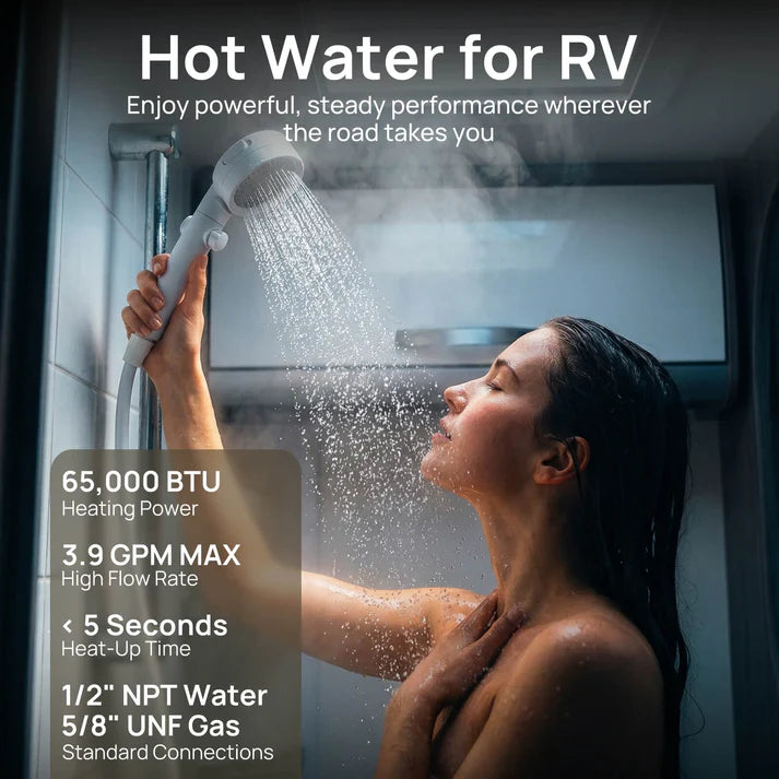 Rotorua 65K BTU RV Tankless Propane Water Heater with Door