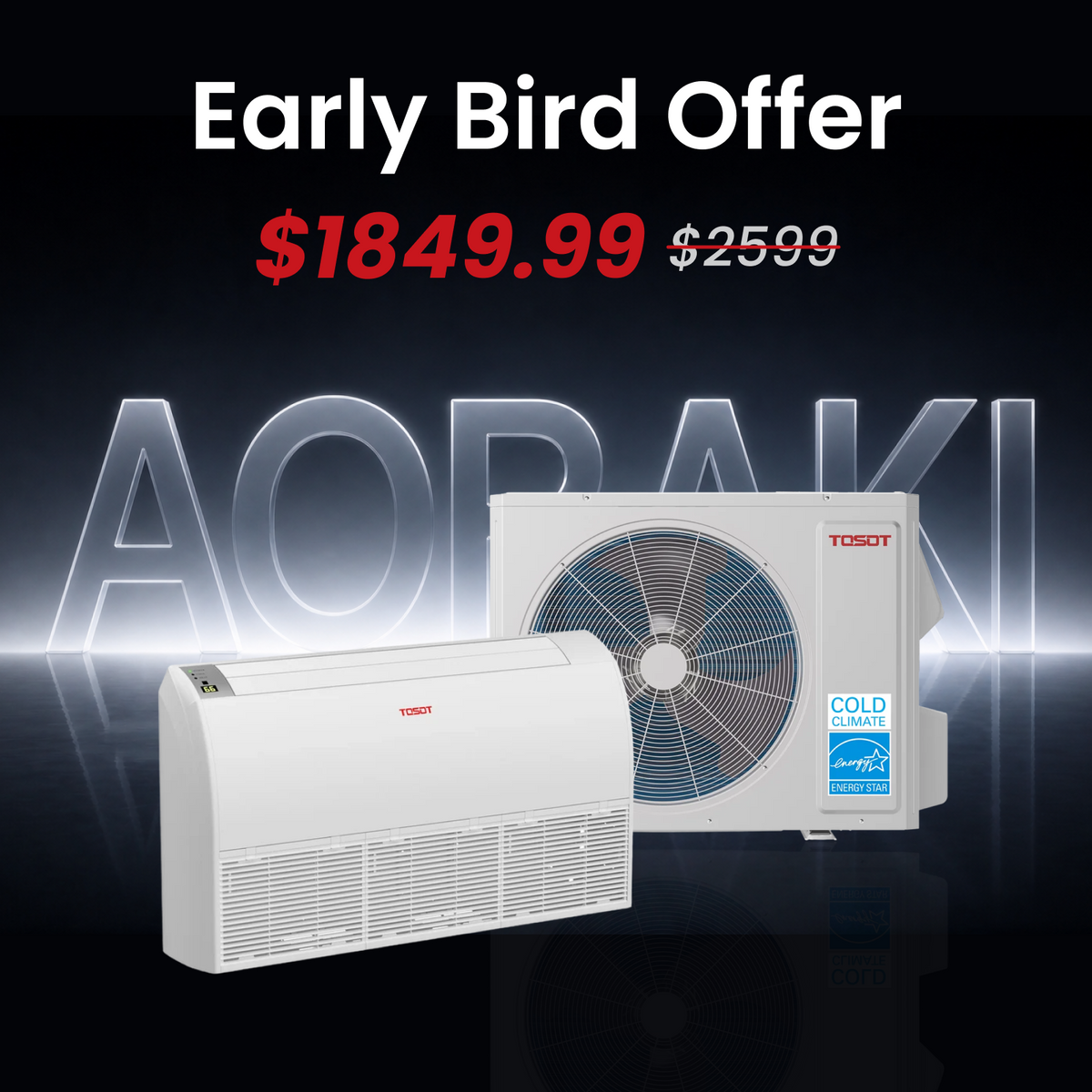 Aoraki 24,000 BTU Floor/Ceiling Mount Mini Split Air Conditioner, 22.5 SEER2 - 230V