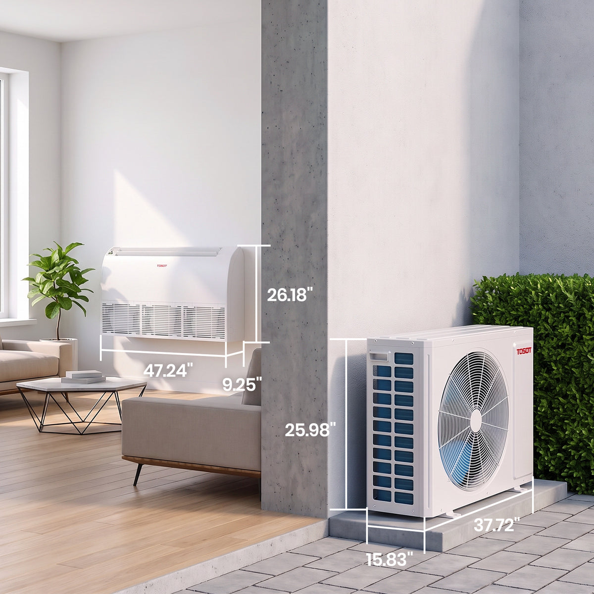 Aoraki 24,000 BTU Floor/Ceiling Mount Mini Split Air Conditioner, 22.5 SEER2 - 230V
