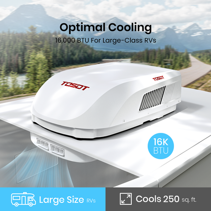 optimal cooling 16,000BTU for large-class rvs. cools 650 sq.ft