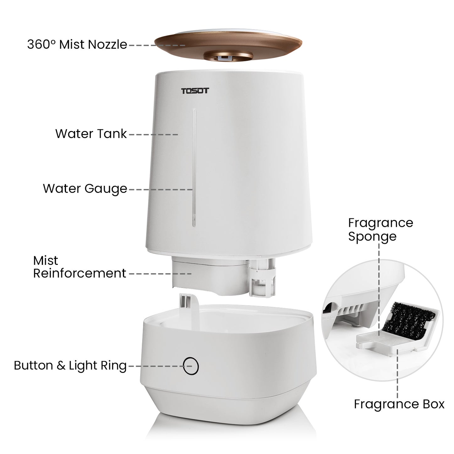 (Open Box) Ultrasonic Cool Mist Humidifier 4L - TOSOT Direct