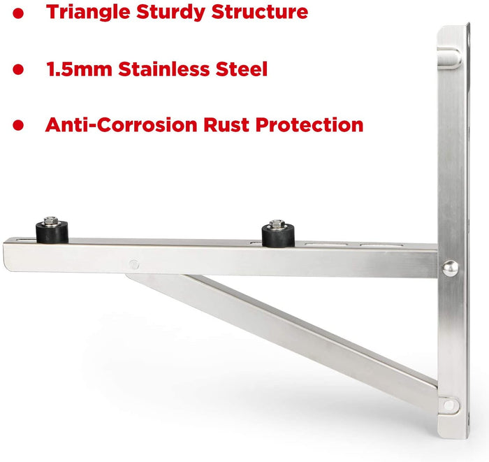 triangle sturdy structure. 1.5mm stainless steel. anti-corrosion rust protection