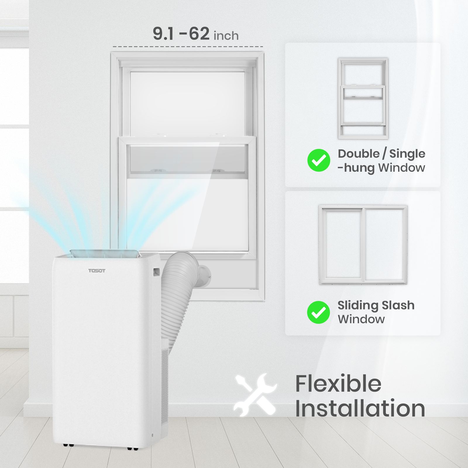 flexible installation for double/single-hung window and sliding slash window